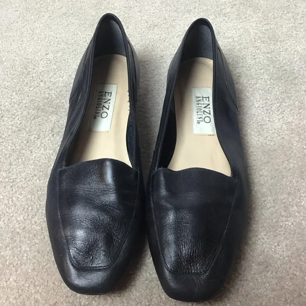 Enzo Angiolini Black Leather Loafers Size 8M